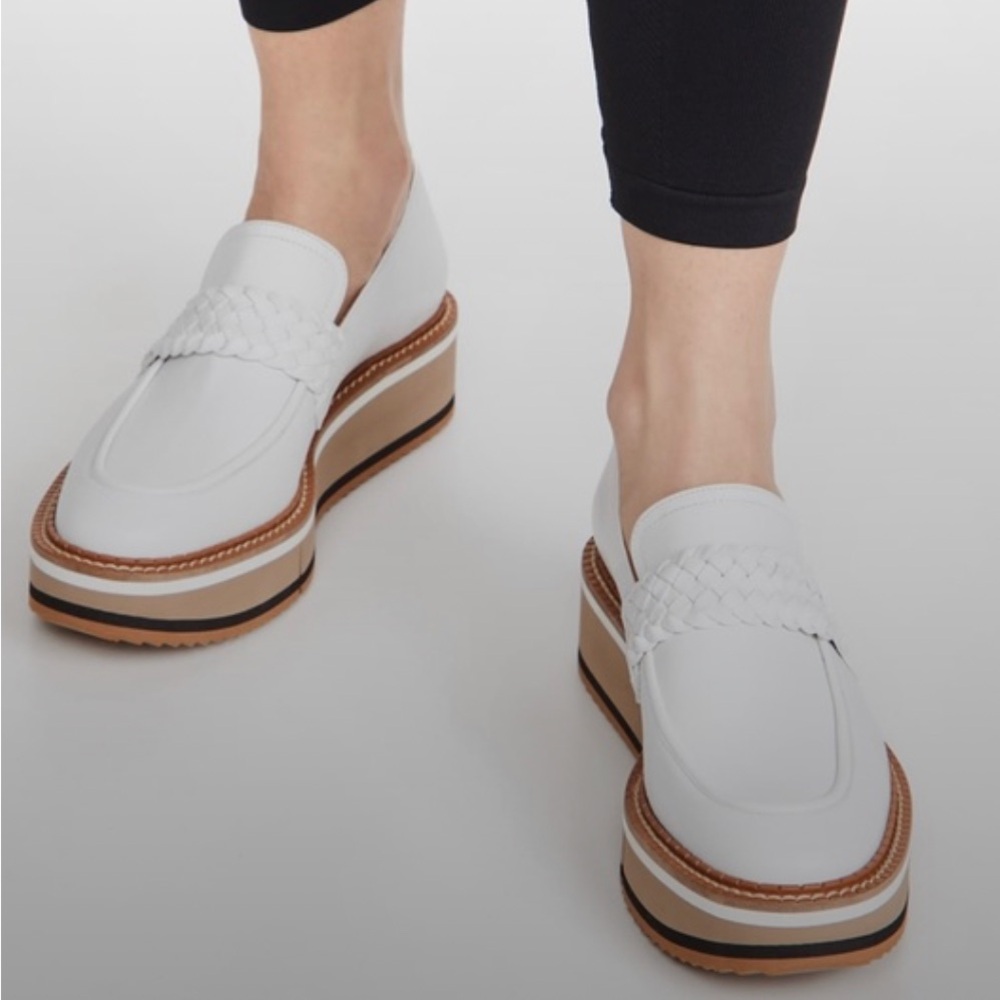 NWT Robert Clergerie Paris Baldie Leather Platform Loafer - White, 41, size 10.5